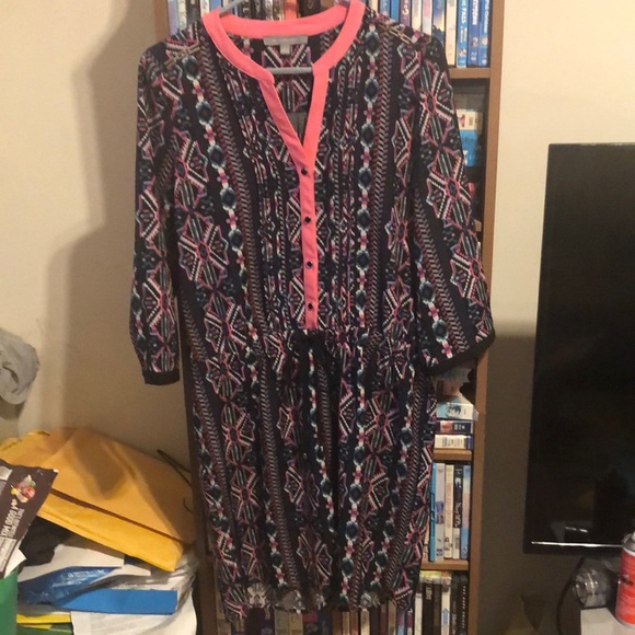NY Collection Geometric Print Short Romper  Sz L - Picture 1 of 8